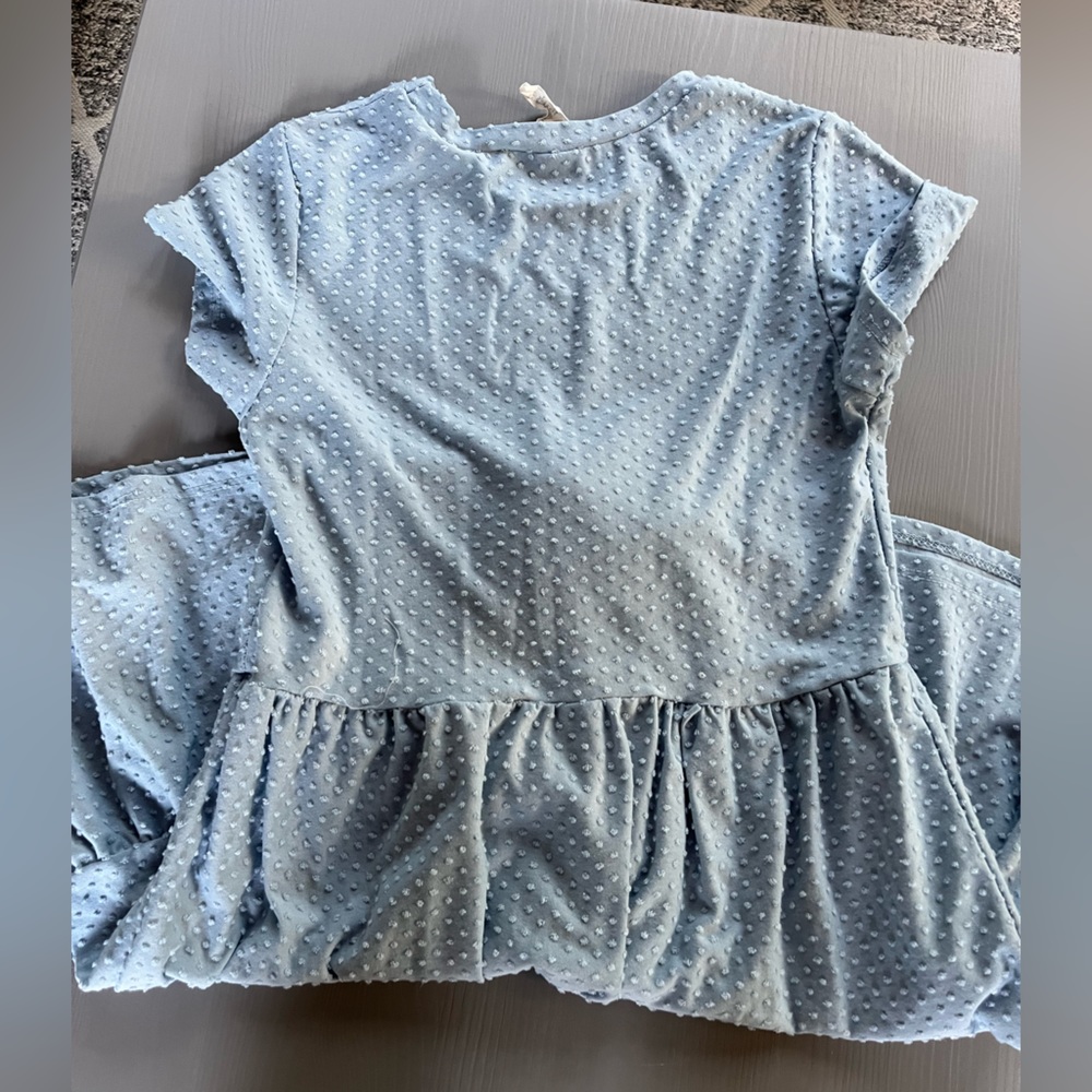 Blue textured baby doll dress